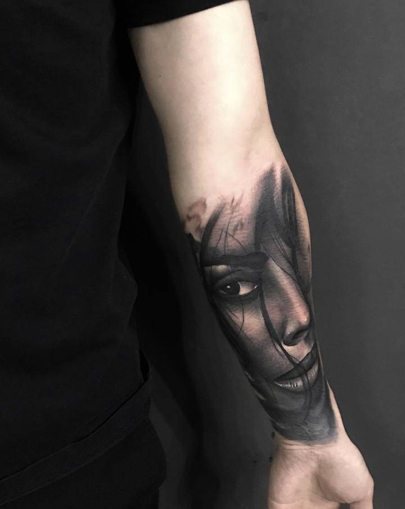 写实作品 遮盖老纹身纹身图片_手臂欧美写实纹身图案