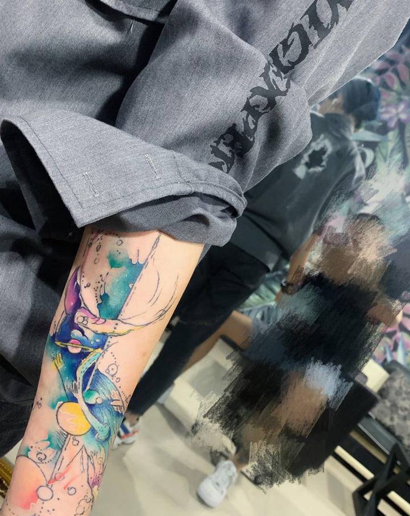 修改别家作品 线条不是我做的纹身图片_手臂水彩纹身图案