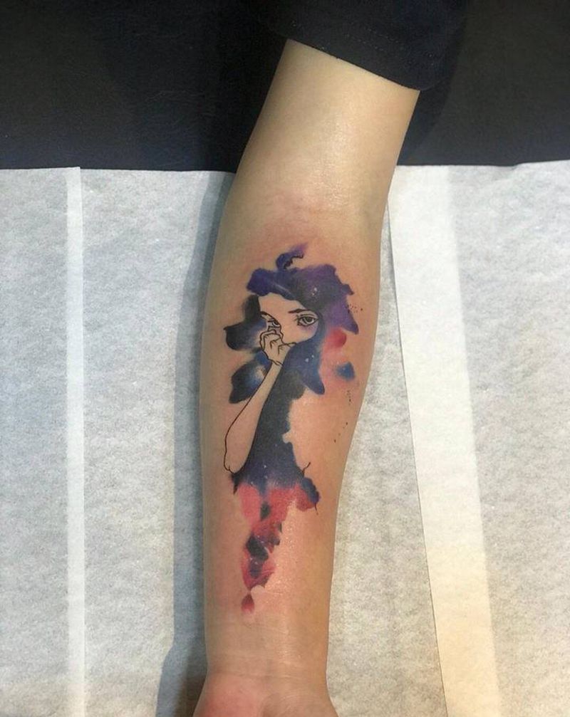 水彩纹身图片_手臂纹身图案