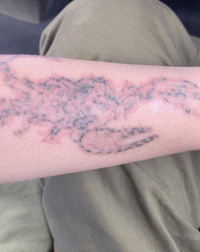 洗纹身第一次效果  昨天刚洗的纹身图片_手臂新传统点刺纹身图案