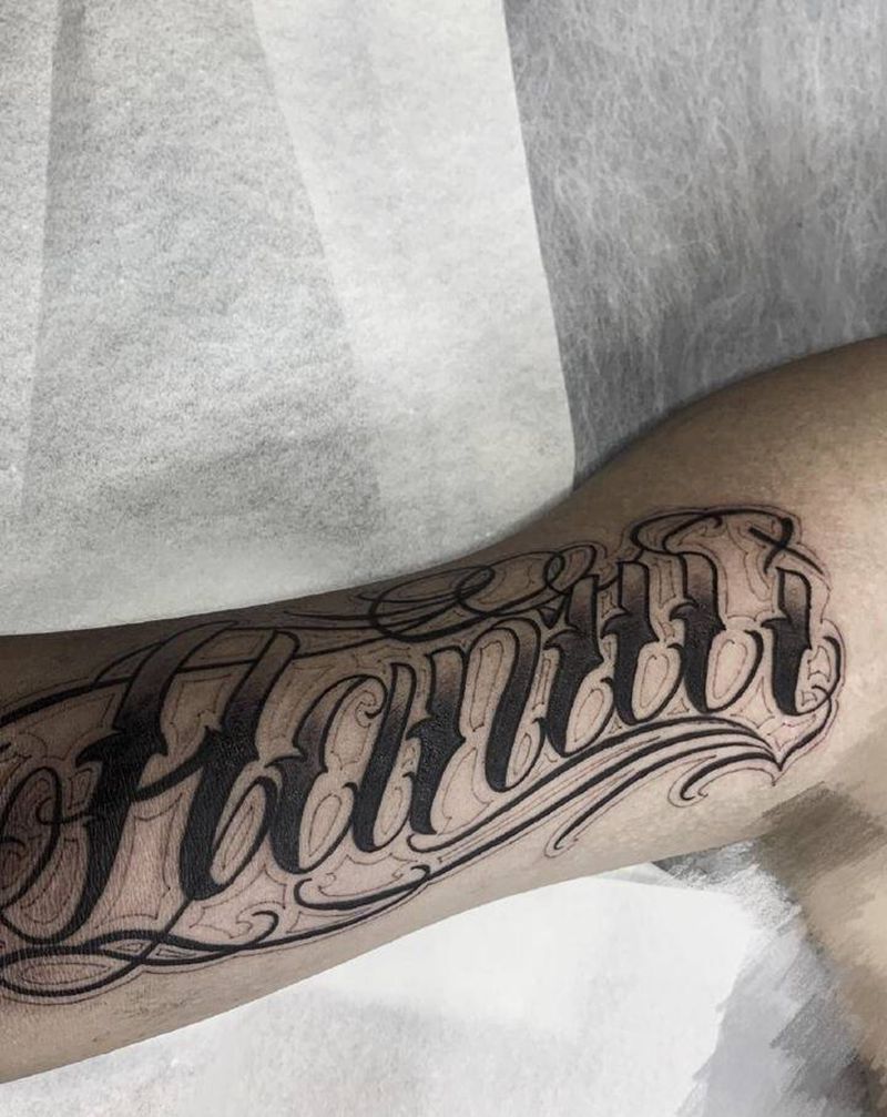 花体字纹身图片_手臂纹身图案