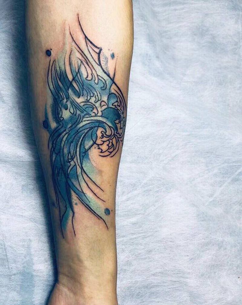 浪纹身图片_手臂纹身图案