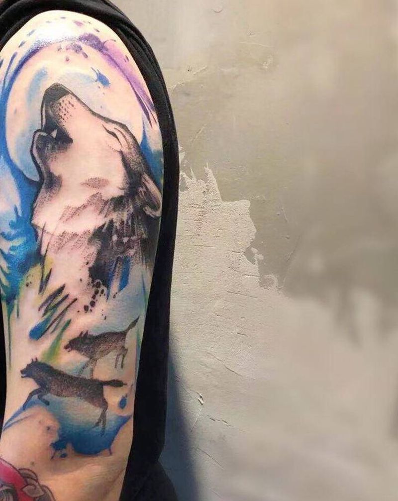 水彩纹身图片_手臂纹身图案