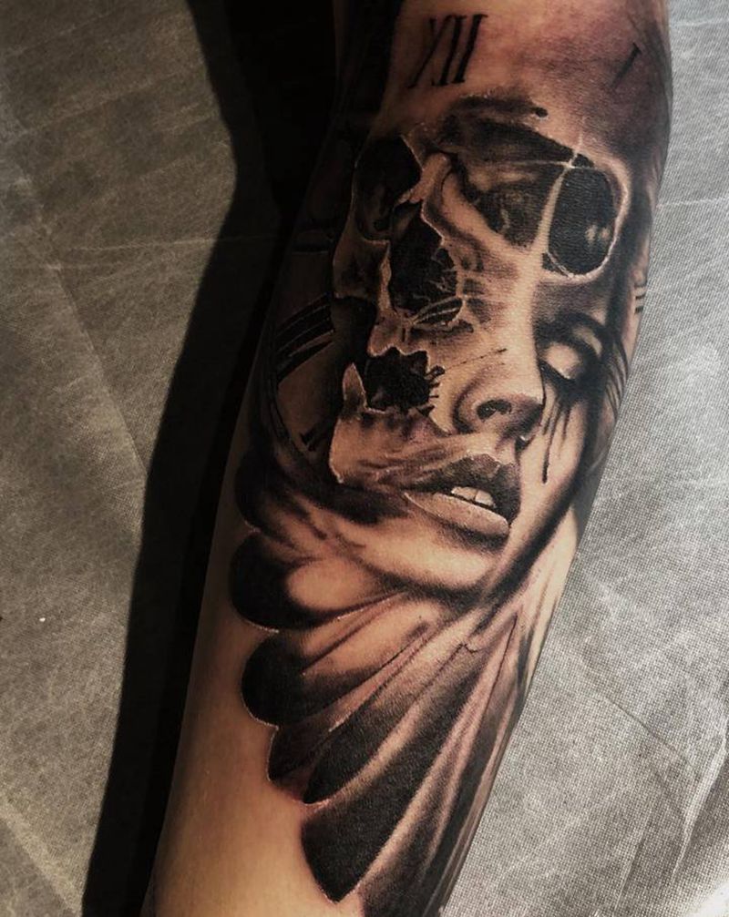 灵魂纹身图片_手臂欧美写实纹身图案