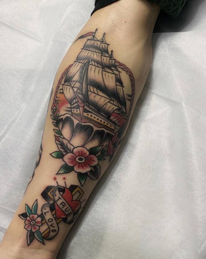 Old school小臂纹身图片_手臂Old School纹身图案