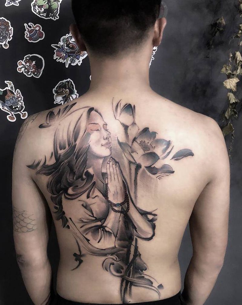 水墨画纹身图片_背部水墨纹身图案