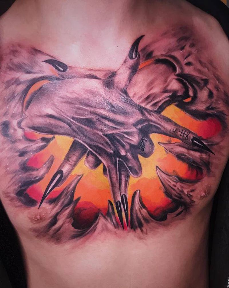 朋克人生纹身图片_胸部New School纹身图案