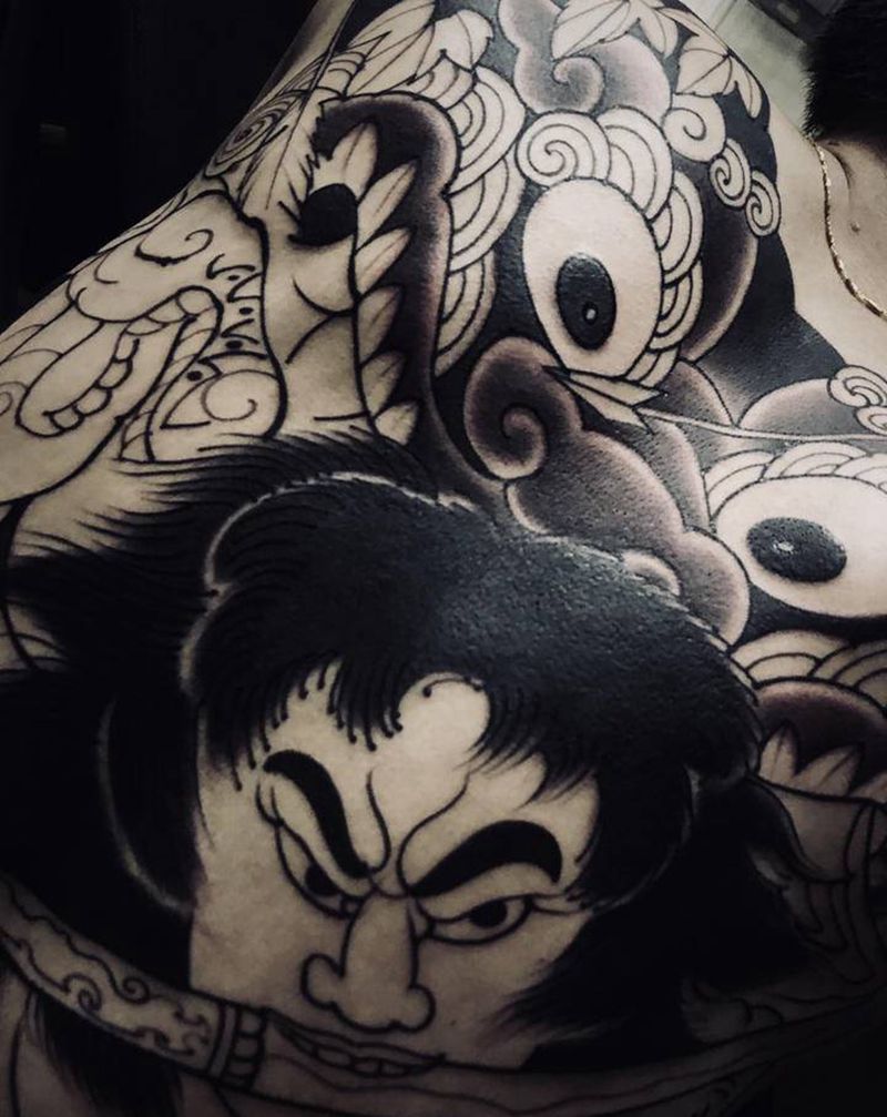 张顺破水门纹身图片_背部老传统张顺纹身图案