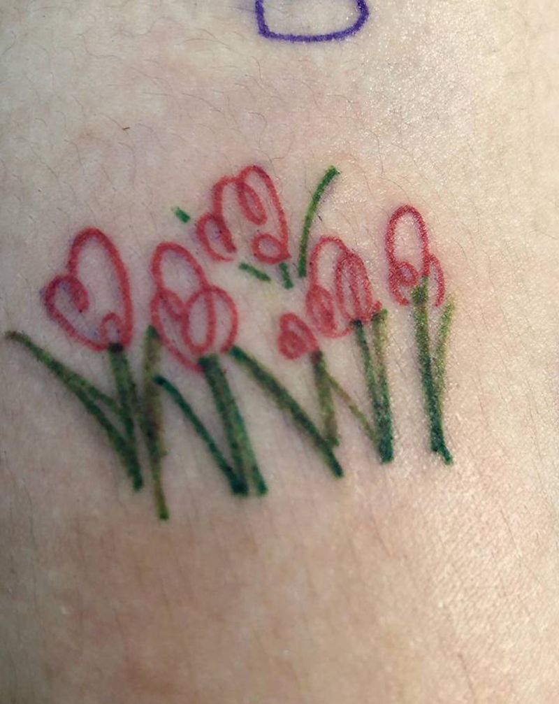 花纹身图片_手臂水彩纹身图案