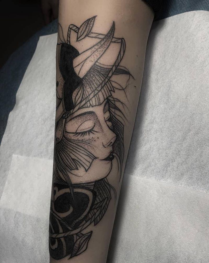 艺妓纹身图片_手臂点刺新传统纹身图案