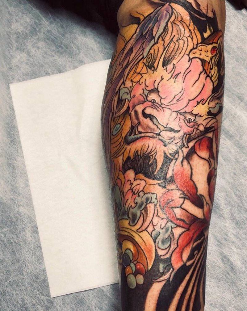 小腿纹身图片_腿部纹身图案