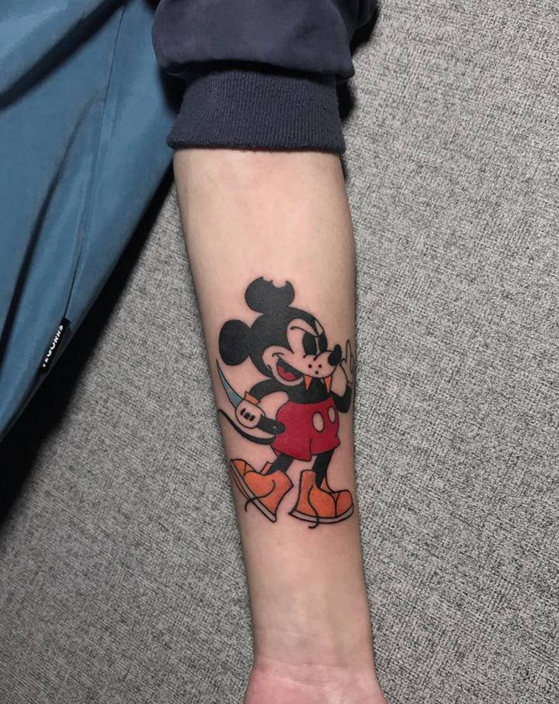 米老鼠纹身图片_手臂手部Old School纹身图案