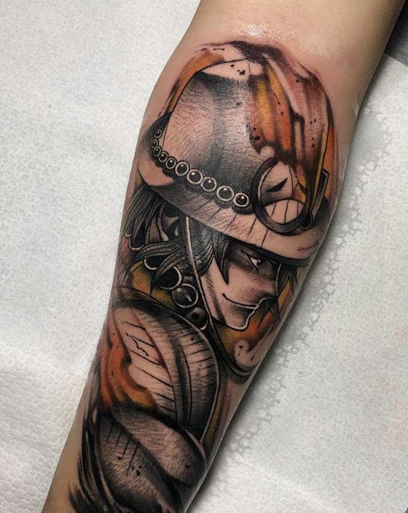 艾斯纹身纹身图片_手臂点刺水彩纹身图案