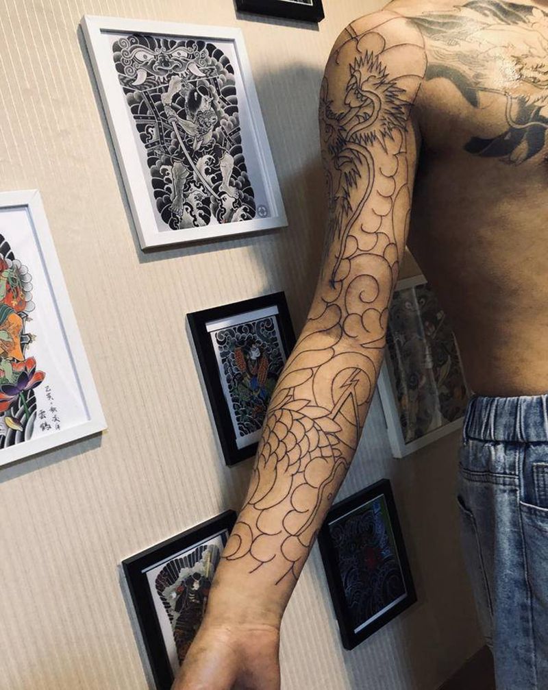 未完成 细节 及扩线下次继续纹身图片_老传统纹身图案