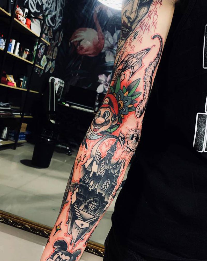 Old school花臂纹身图片_手臂Old School纹身图案