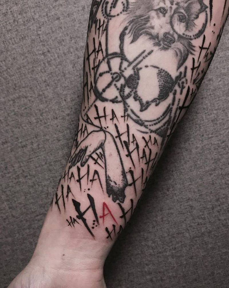 拼接花臂纹身图片_手臂欧美写实Old School纹身图案