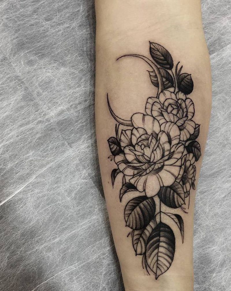 月亮与你纹身图片_手臂几何点刺纹身图案