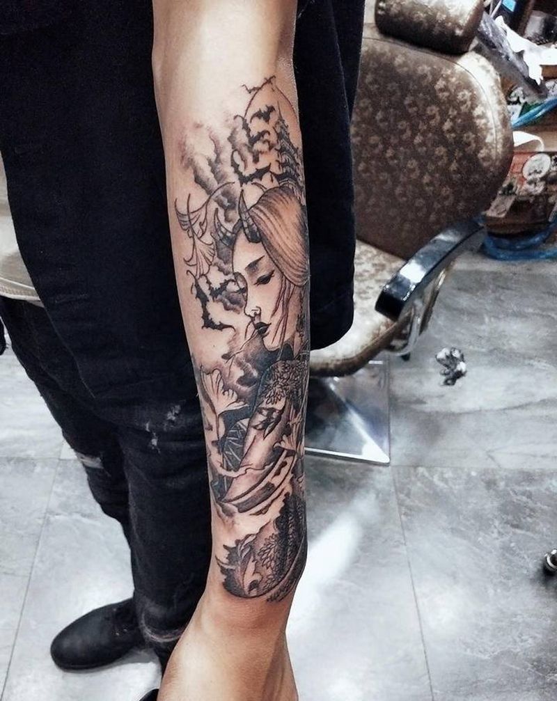 艺妓纹身图片_手臂纹身图案