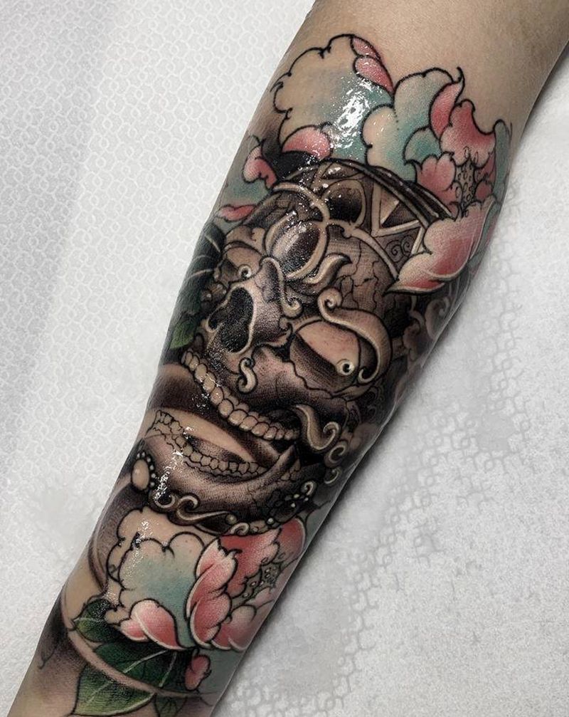 嘎巴拉新传统纹身纹身图片_手臂新传统纹身图案