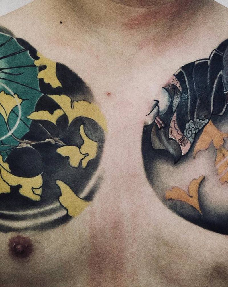 大吉大利纹身图片_胸部肩部新传统纹身图案