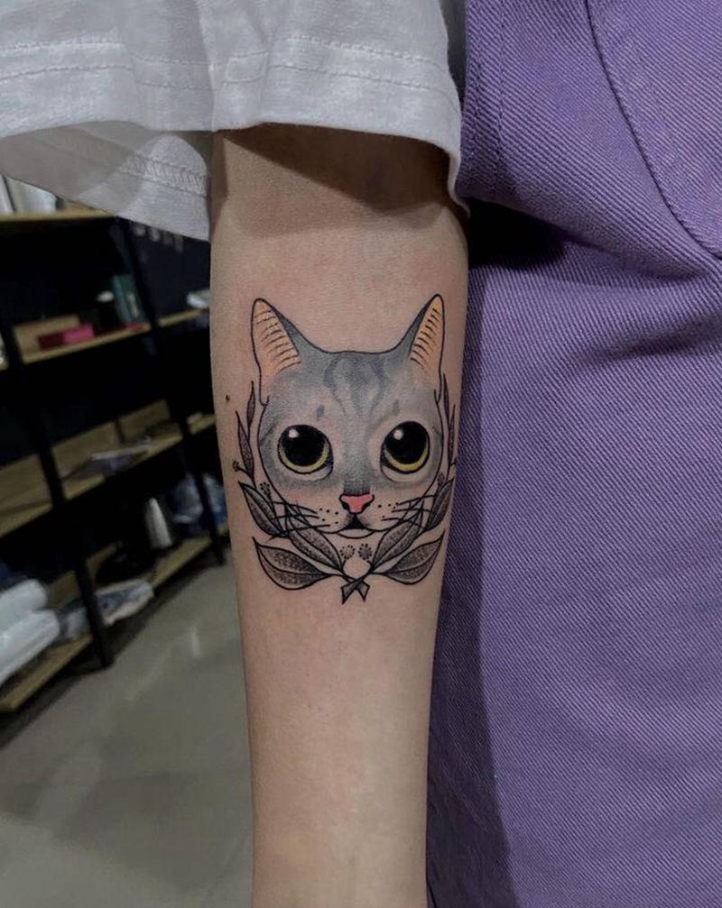 小蓝猫卡通纹身纹身图片_手臂New School纹身图案