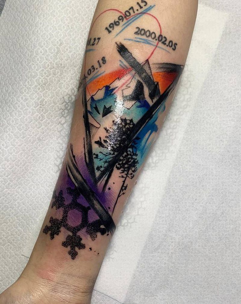 水彩 插画纹身纹身图片_手臂水彩纹身图案