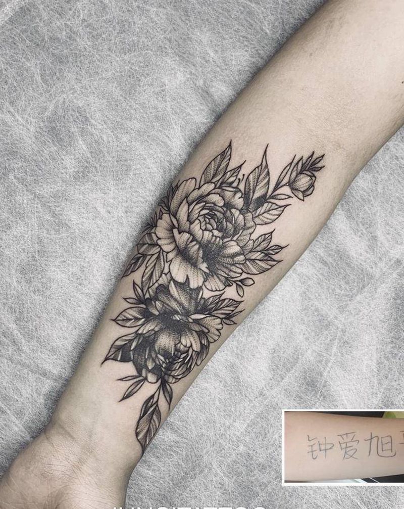 素花纹身图片_手臂纹身图案