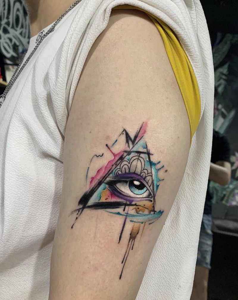 上帝之眼 千纸鹤纹身图片_手臂水墨纹身图案