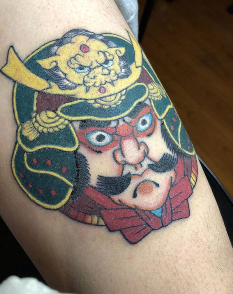 日式小图纹身图片_腿部老传统纹身图案