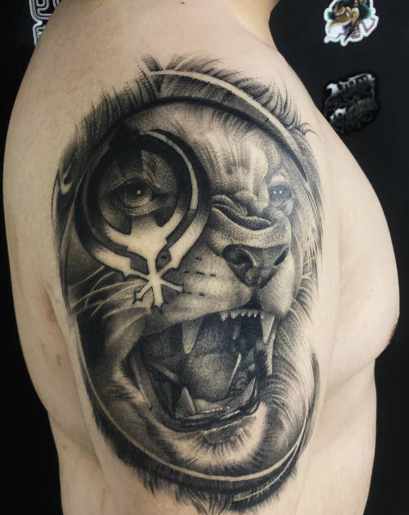 写实狮子纹身图片_手臂欧美写实纹身图案