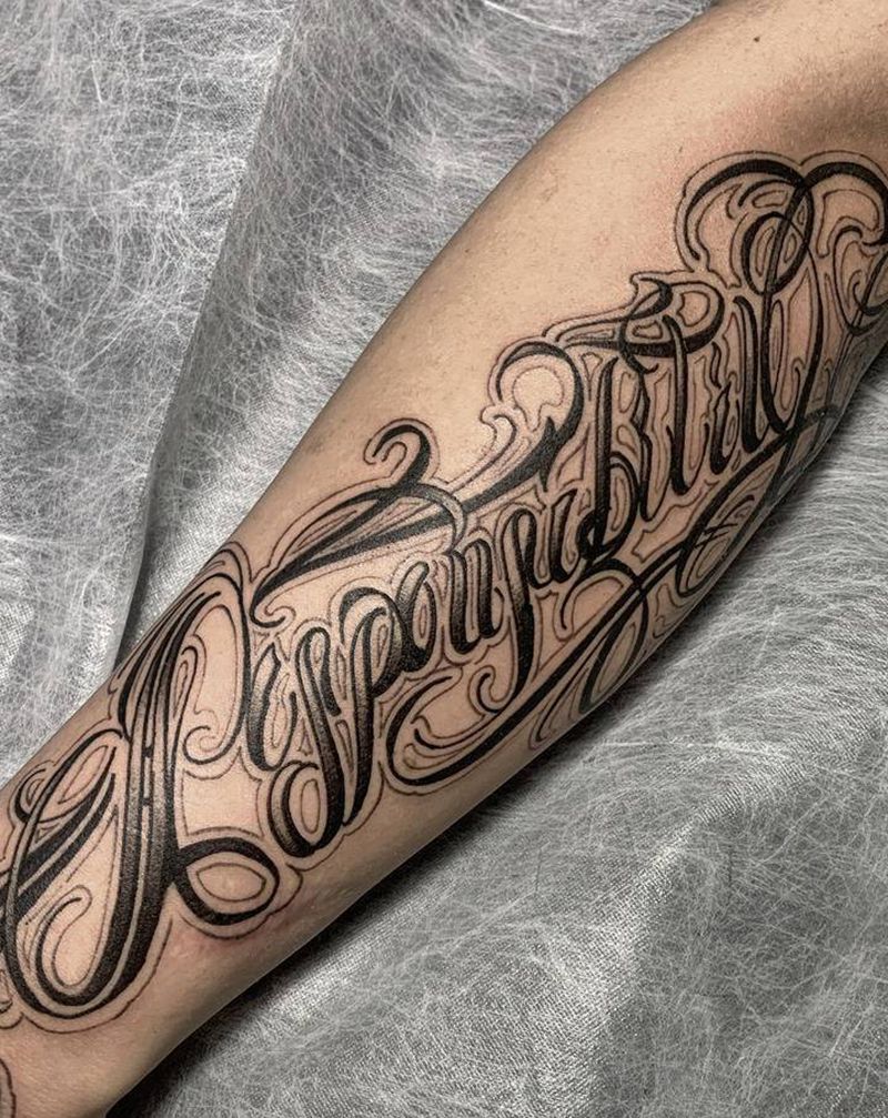 花体英文纹身图片_手臂花体字纹身图案