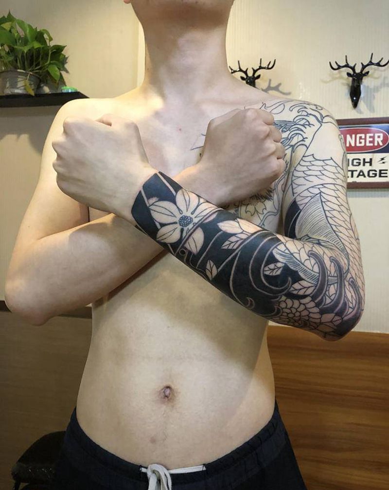 线条非本人作品纹身图片_手臂老传统纹身图案