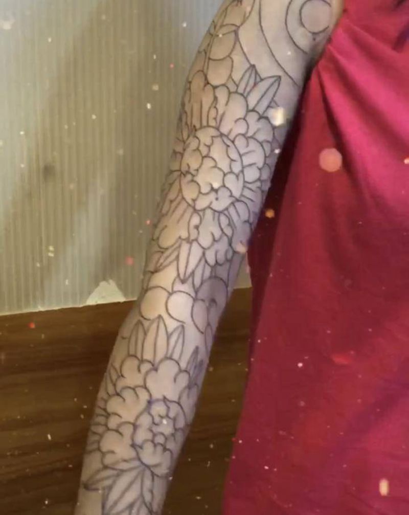 老传统花臂纹身图片_手臂老传统纹身图案