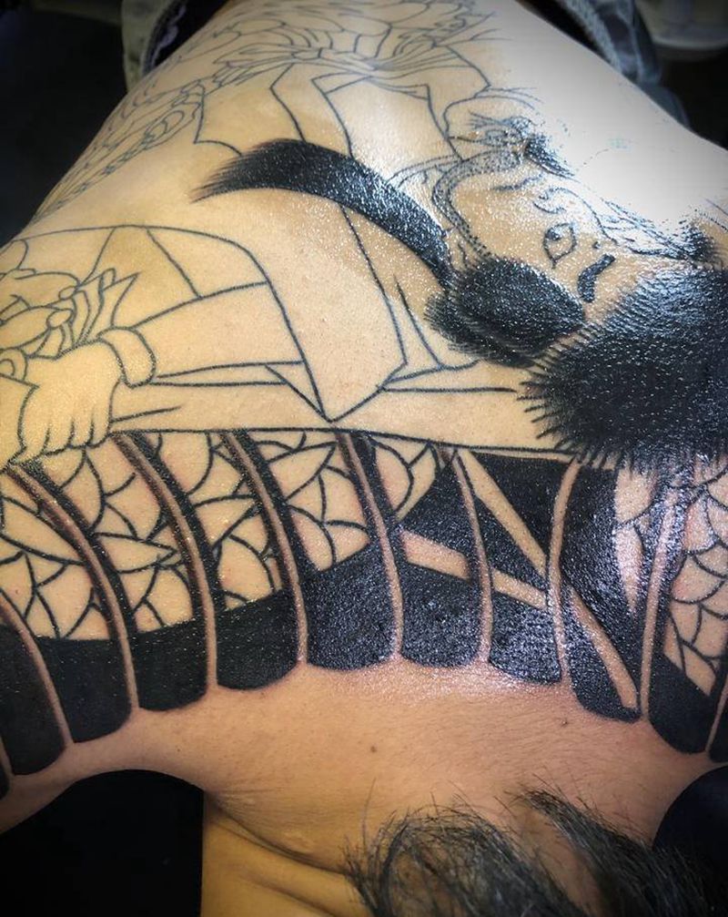 云龙九郎纹身图片_背部老传统纹身图案