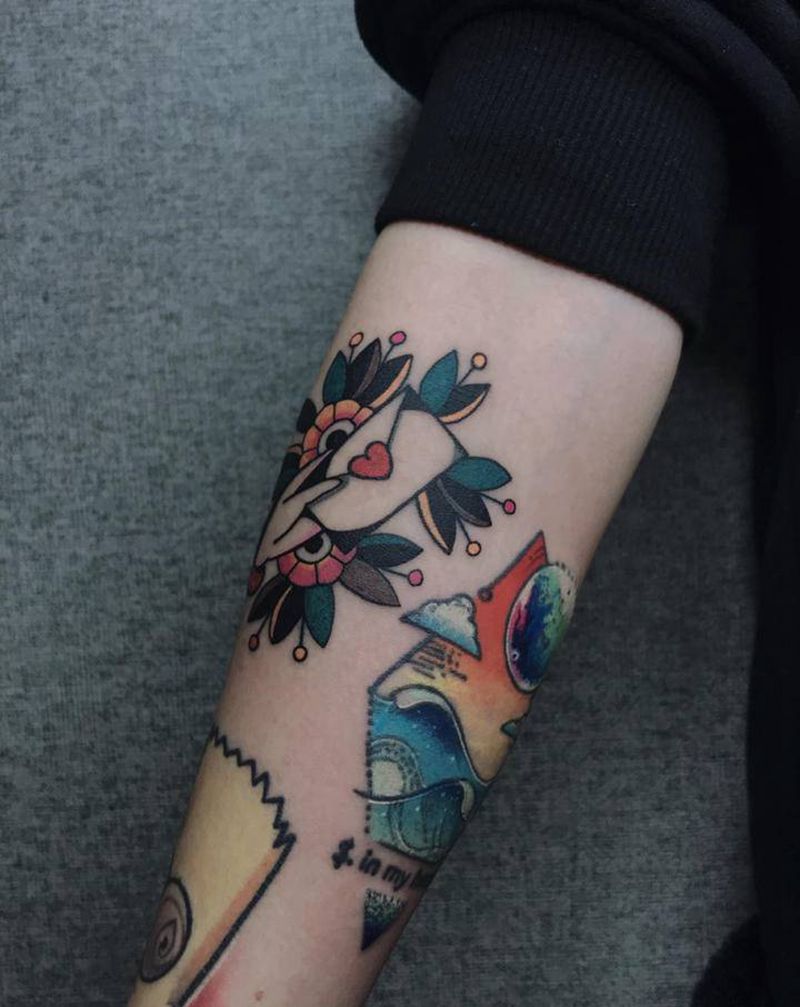 old school纹身图片_手臂Old School水彩纹身图案