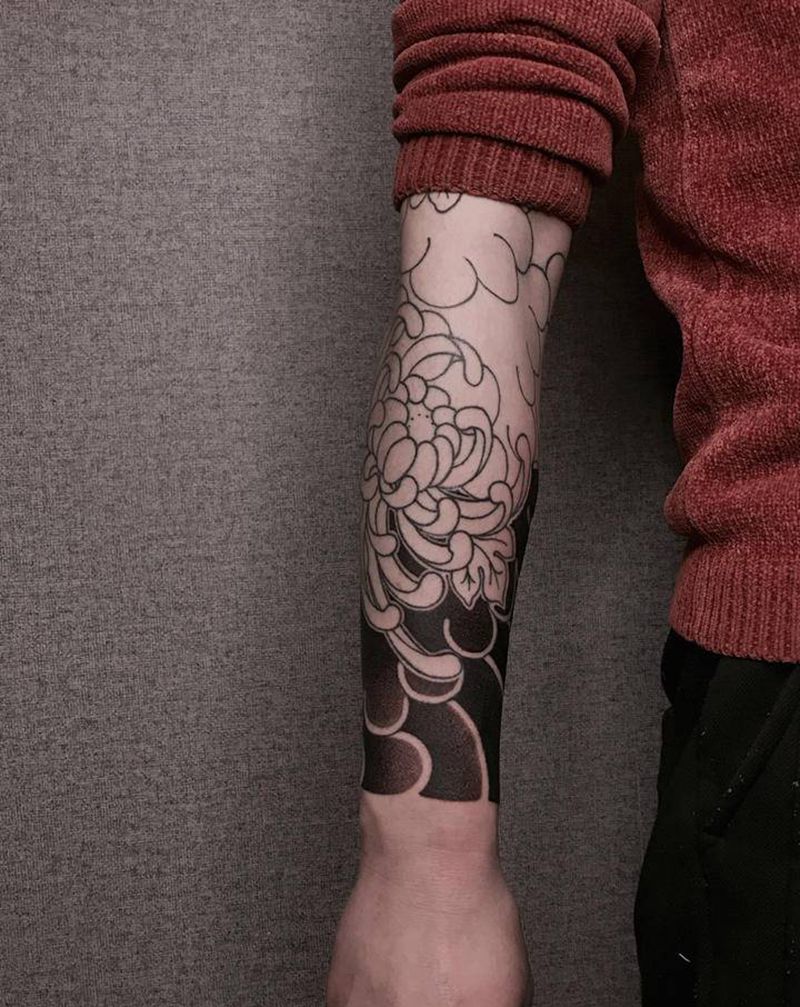 日式花臂纹身图片_手臂老传统日式纹身图案