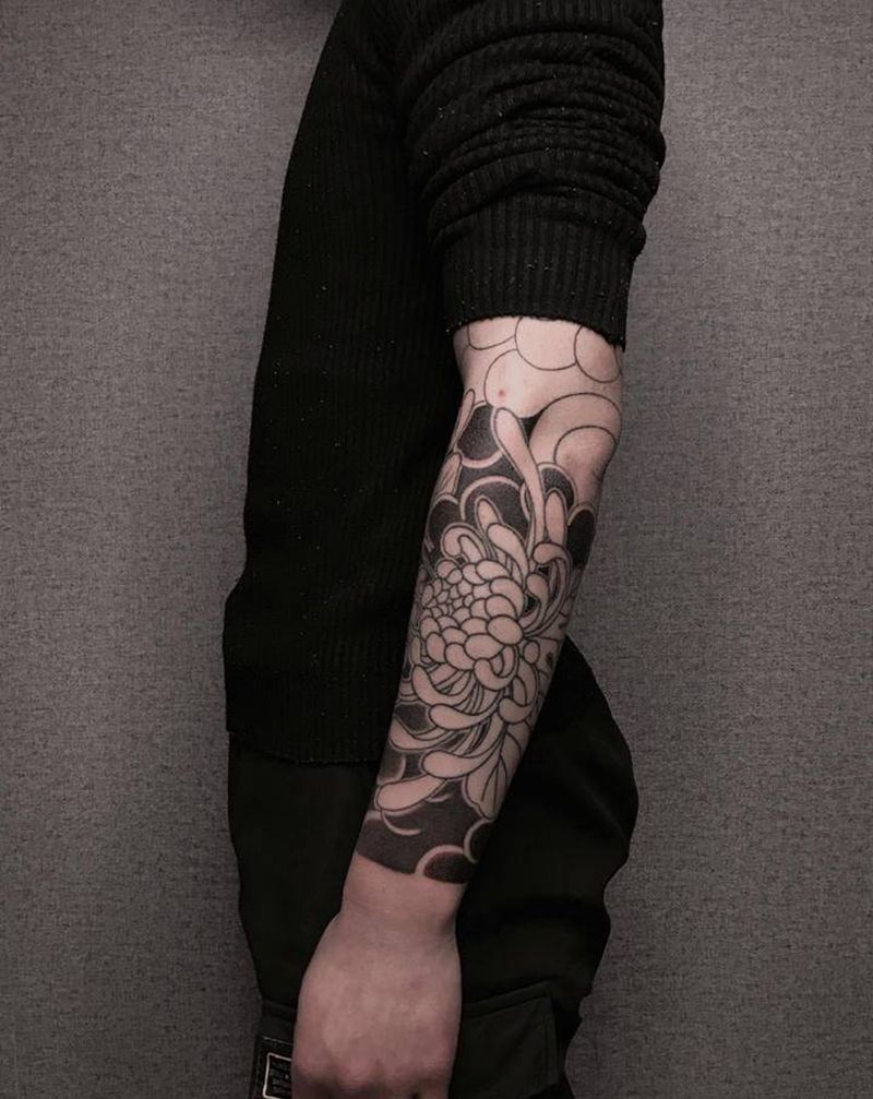 花臂纹身图片_手臂老传统纹身图案