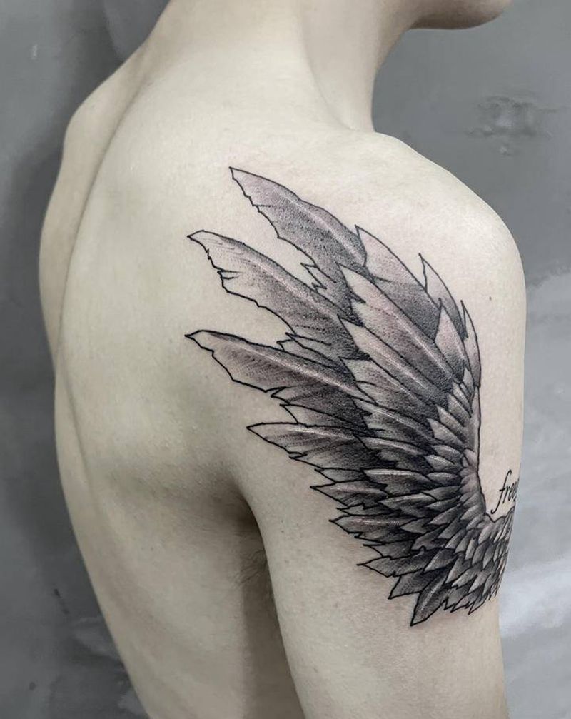 翅膀纹身图片_手臂纹身图案