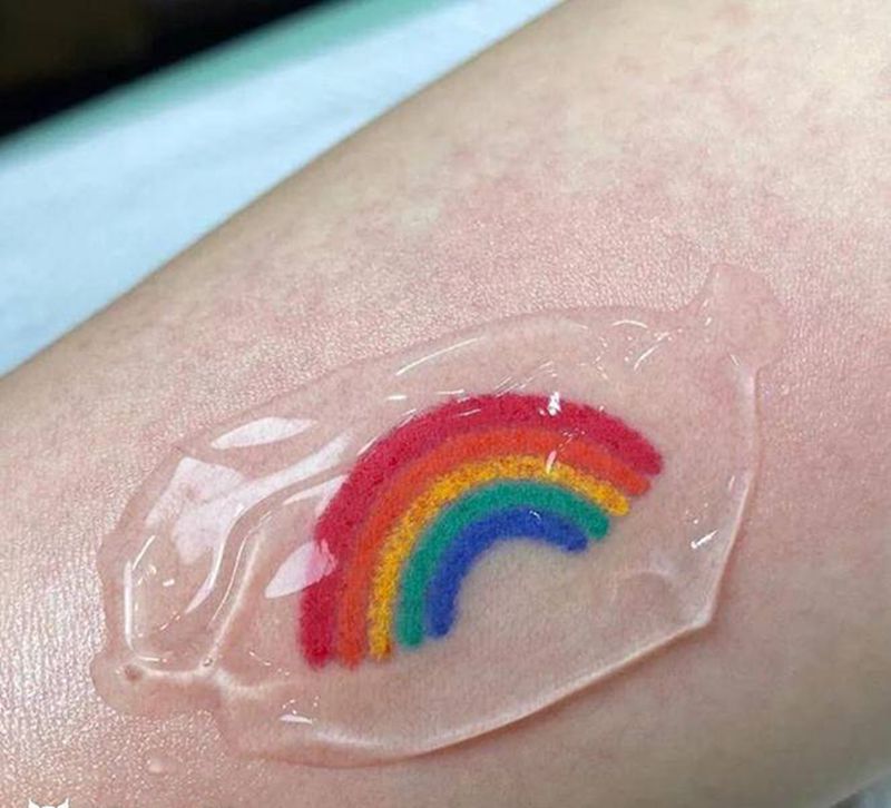 彩虹纹身纹身图片_手部手臂点刺水彩纹身图案