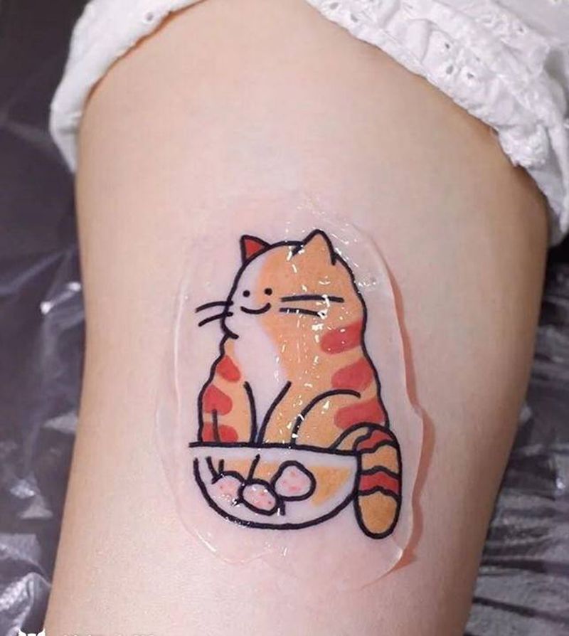 小猫纹身纹身图片_手臂手部点刺水彩纹身图案