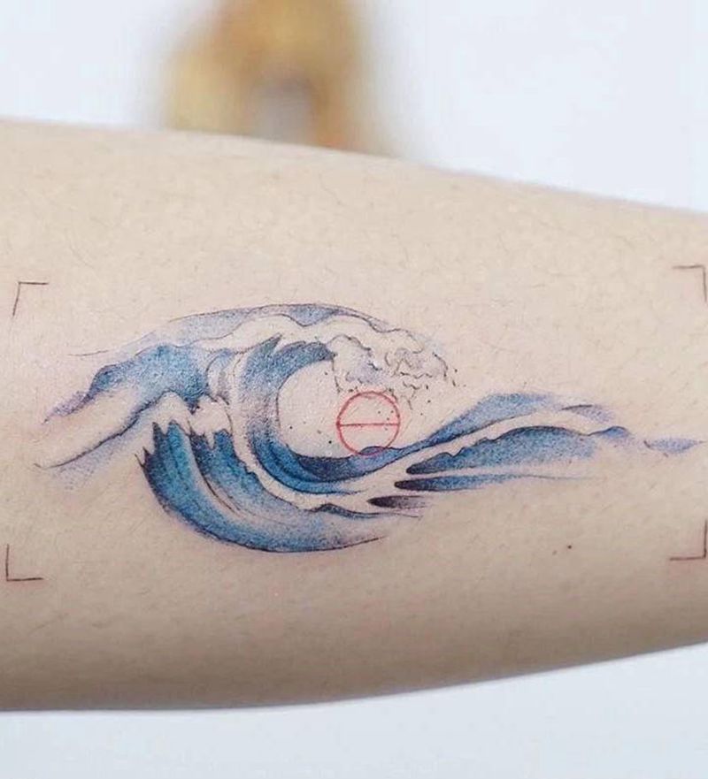 海浪纹身纹身图片_手臂腿部水彩水墨纹身图案
