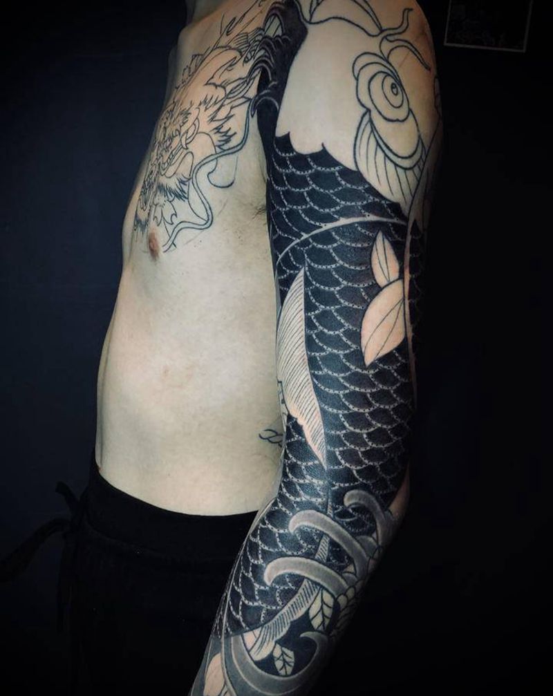 花臂纹身图片_手臂老传统纹身图案