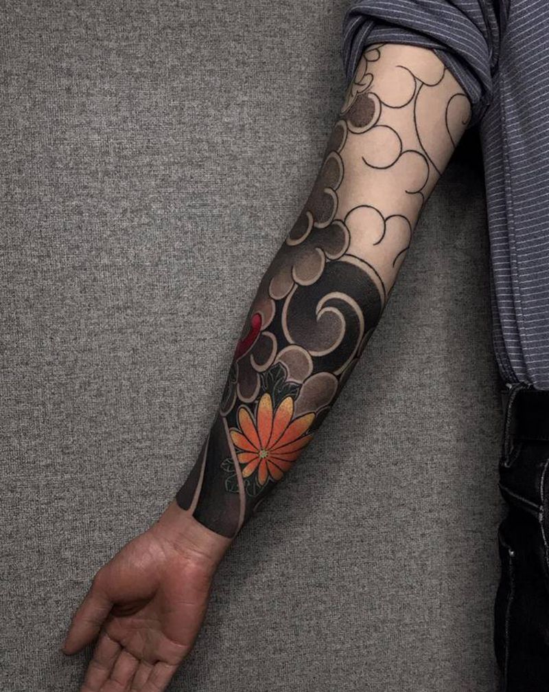 花臂纹身图片_手臂老传统纹身图案