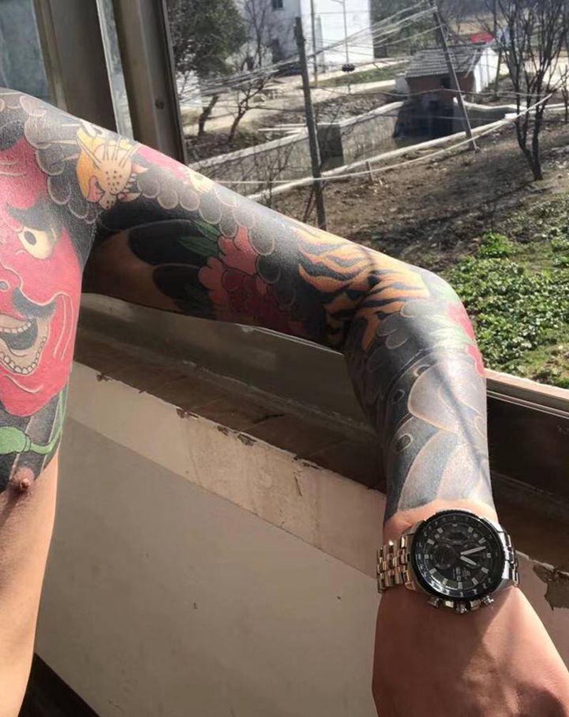 买家秀纹身图片_手臂老传统纹身图案