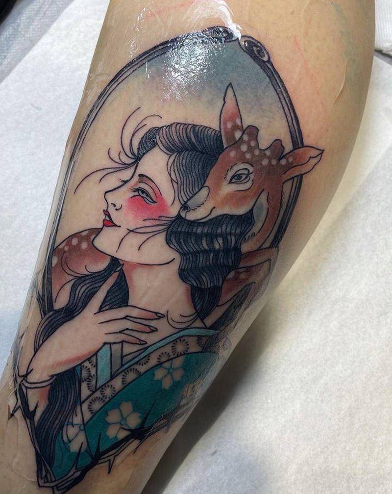 Old school小腿纹身图片_腿部Old School纹身图案