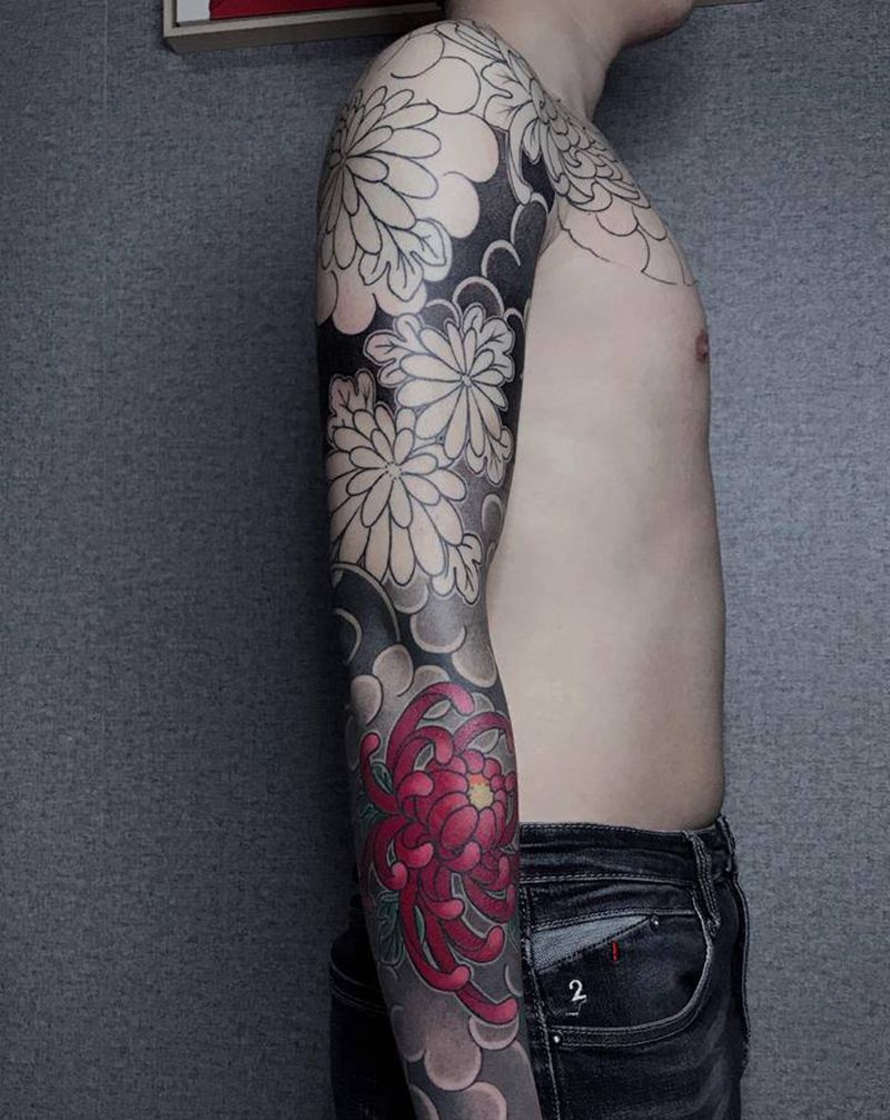 花臂纹身图片_手臂手部老传统纹身图案