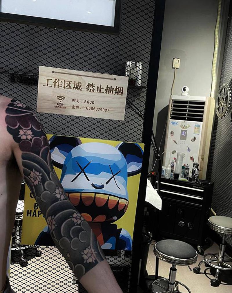 日式老传统七分袖纹身图片_手臂老传统纹身图案