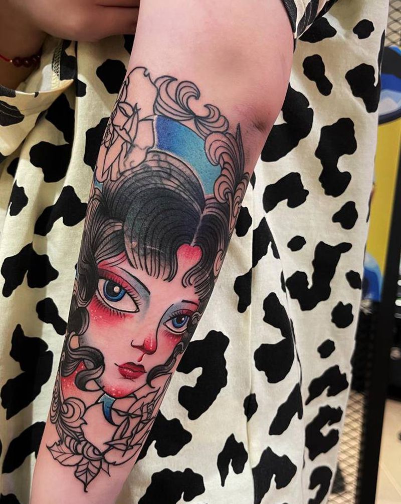 小臂new school未完纹身图片_手臂New School纹身图案