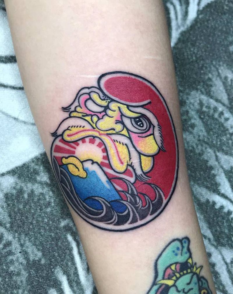 达摩蛋纹身图片_手臂老传统日式小图纹身图案