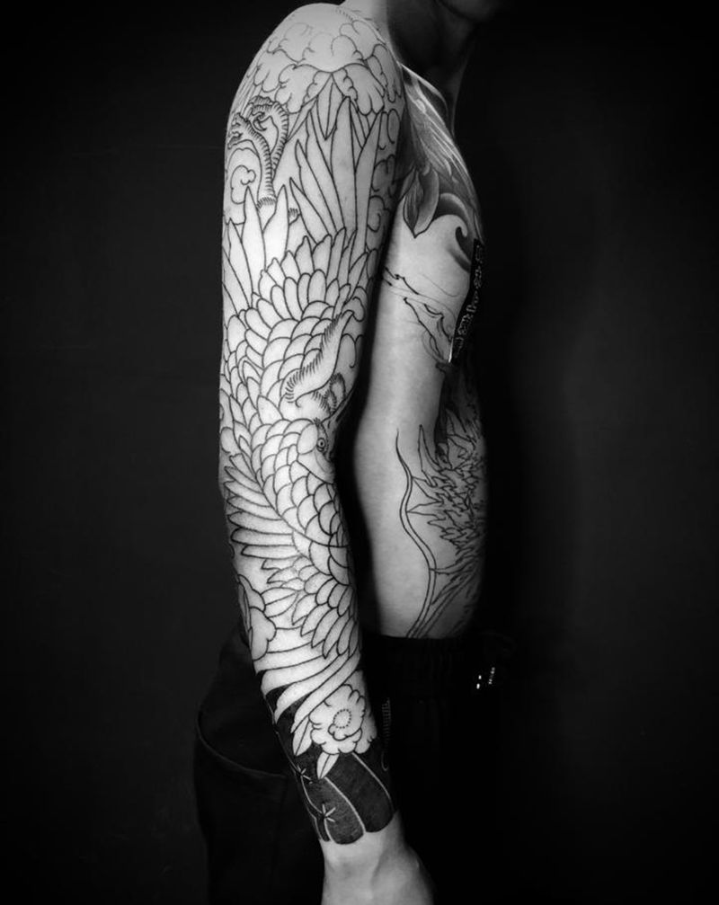 未完成纹身图片_手臂老传统纹身图案